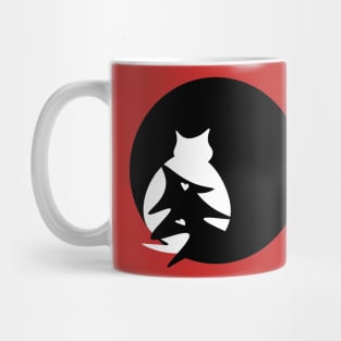 happy holidays christmas skandi cat and pine silhouette design Mug